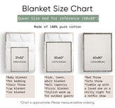 Size chart for fall woven throw blankets by All Your Tales AYT